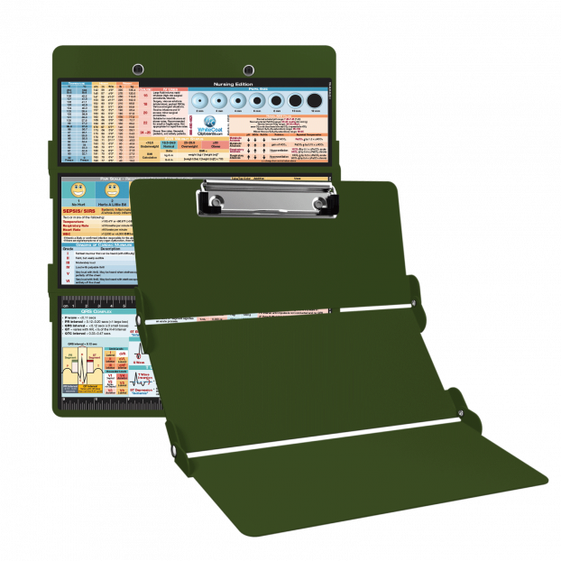 WhiteCoat Clipboard® Trifold - Army Green Nursing Edition